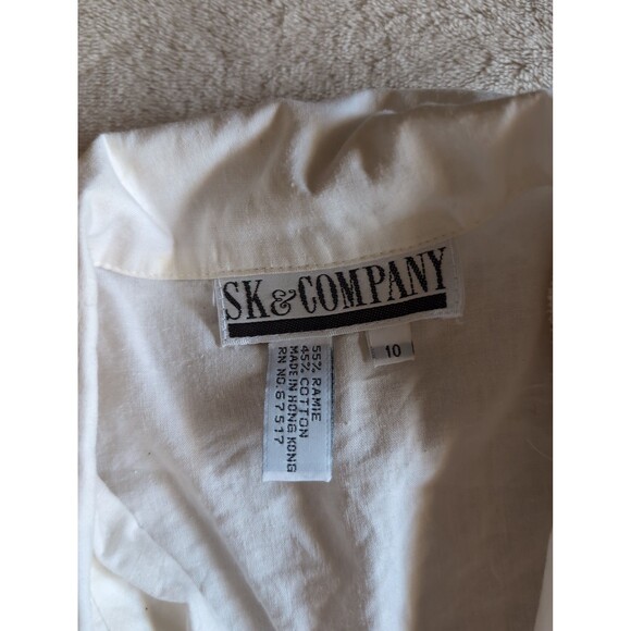 Sk & Company size 10 shoulder pad white collard shirt - Picture 2 of 7